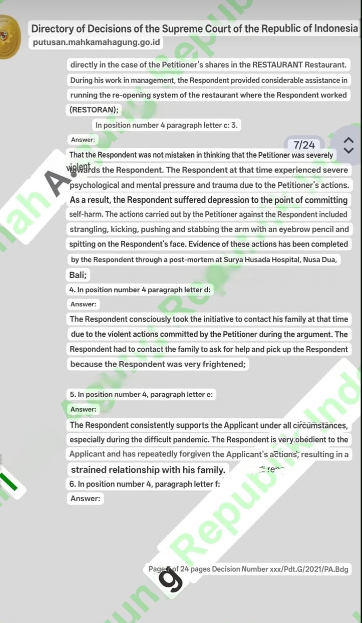 ROB DIVORCE IN BALI CITING "DOMESTIC VIOLENCE AND MENTAL ABUSE"1
